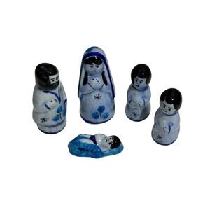 Mexican Folk Art Set Of 5 Handpainted Nativity Set Christmas Decor Holy Family